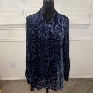 Jade Women's Blue Velvet Blouse